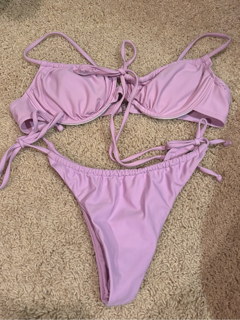 Missguided Pastel Lilac Tie-Side Bikini Set